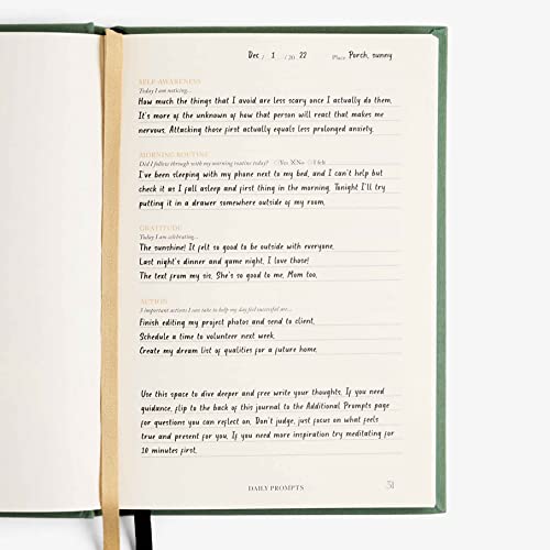 Notes to Mindfulness Daily Journal for Women With Prompts, Illustrated Gratitude & Positivity Journal, Undated Guided Journal, Hardbound Wellness Journal - Intelligent Change x Chelsea Kauai (Sage