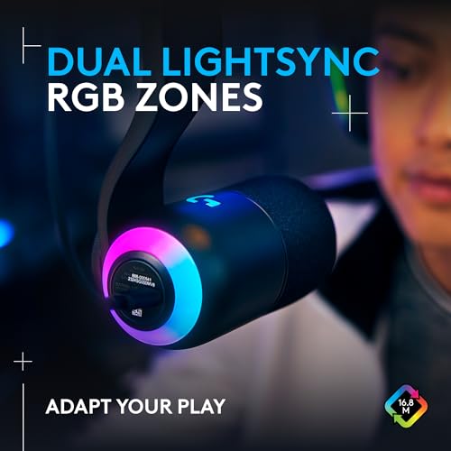 Logitech G Yeti GX Dynamic RGB Gaming Microphone, Podcast with LIGHTSYNC, Blue VO!CE, G HUB Control, Supercardioid, USB Plug and Play on PC/Mac - Black
