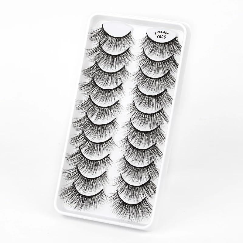 ICYM Glam Extensions 10 Pairs of False Eyelashes – Expertly Crafted for Stunning Eyes! Enhance Your Beauty with Precision-Cut Lashes, Professional Tweezer Application (Y606)