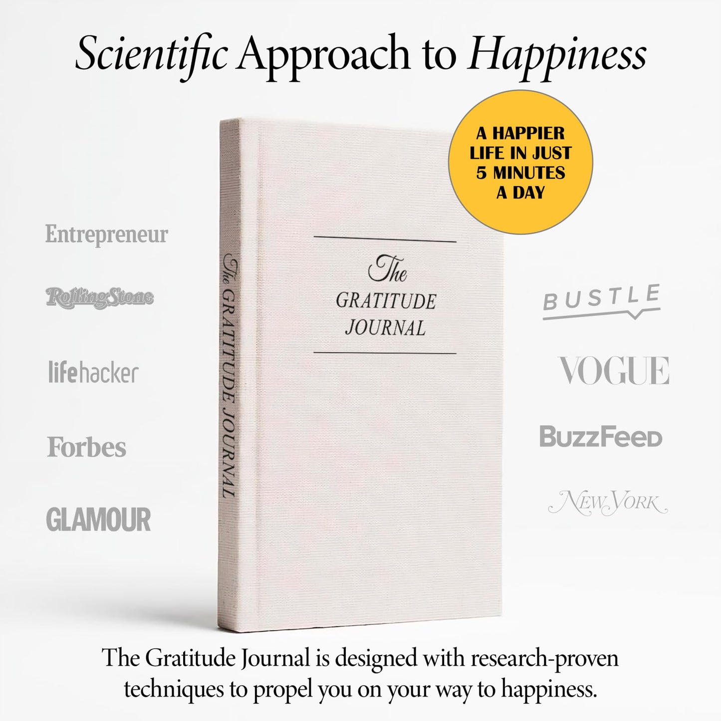 The Gratitude Journal - Invest Five Minute a Day for More Happiness, Optimism, Mindfulness | Undated Daily Notebook with Prompts for Affirmation, Reflection & Wellness Planner for Women & Men, Undated
