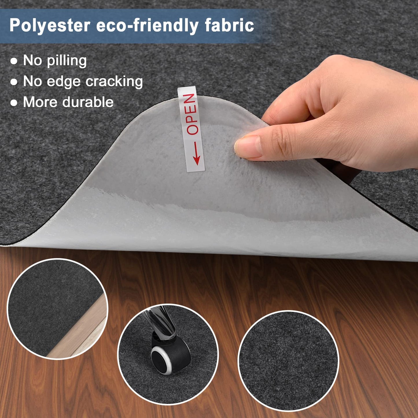 Office Chair Mat for Hardwood Floor, 55"x35" Computer Chair Mat, Desk Chair Mat, Large Anti-Slip Floor Protector for Home Office Black