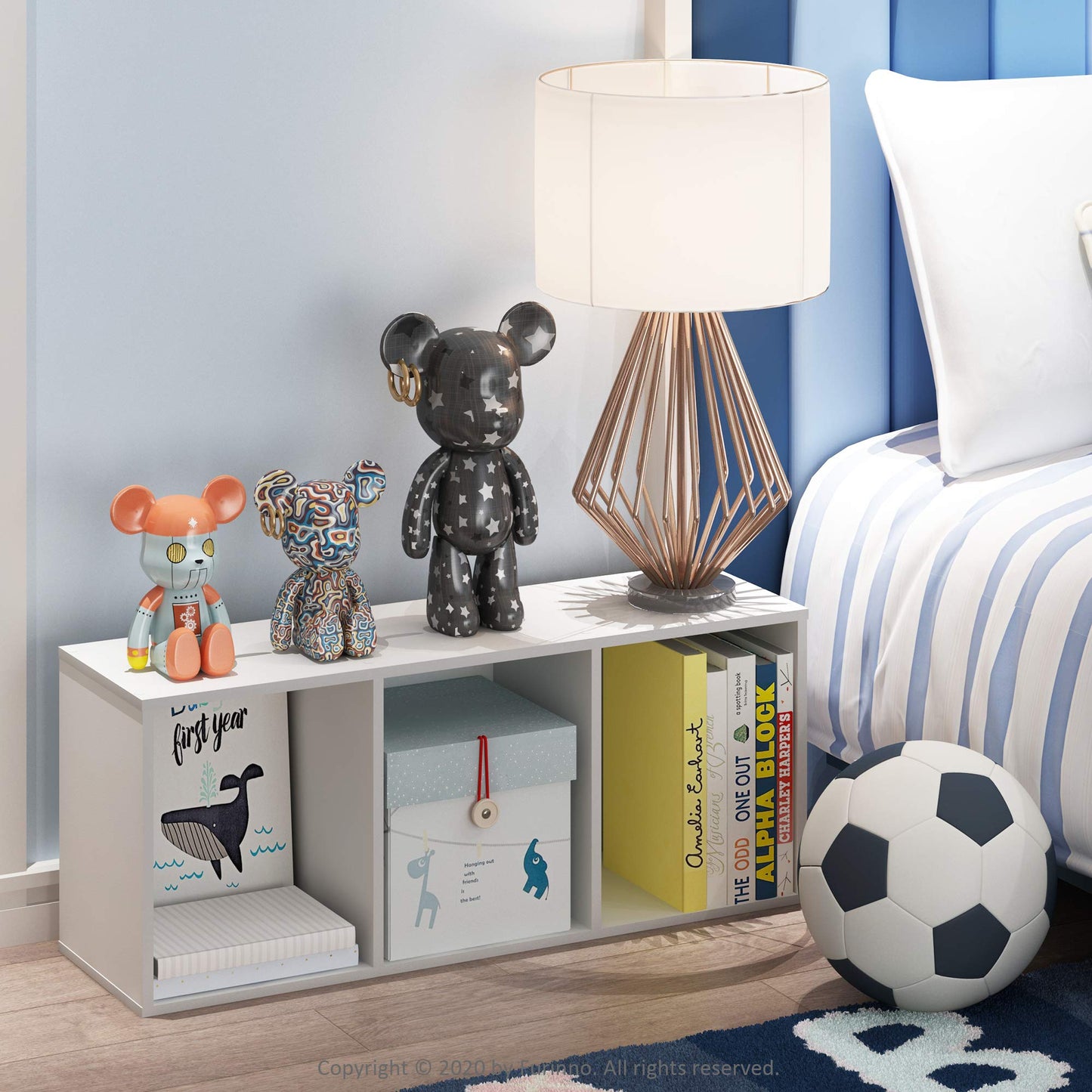 Luder Bookcase / Book / Storage , 3-Tier, White