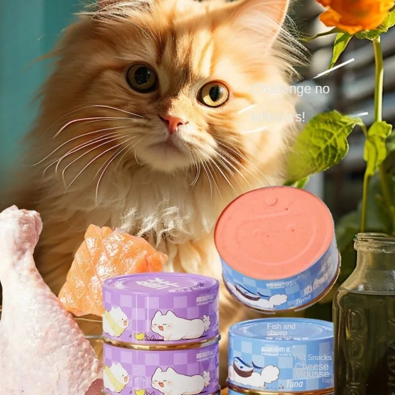 Cat Canned Cat Snacks Pet Treats Cat Wet Food Chicken Liver Can Cat Fat Hair Gills Tablet Grinding Dog Cat Training Reward Snack