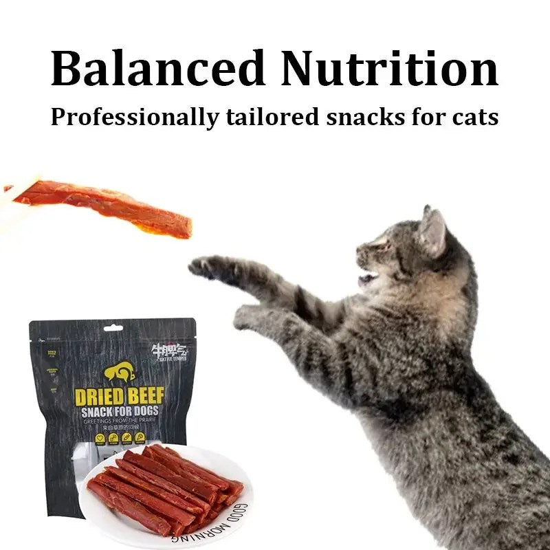 Cat Snacks Beef Jerky 100g Taurine Omega Balanced Delicious Healthy Kittens Sharpening Teeth Beef Strips Nutrition Pet Food