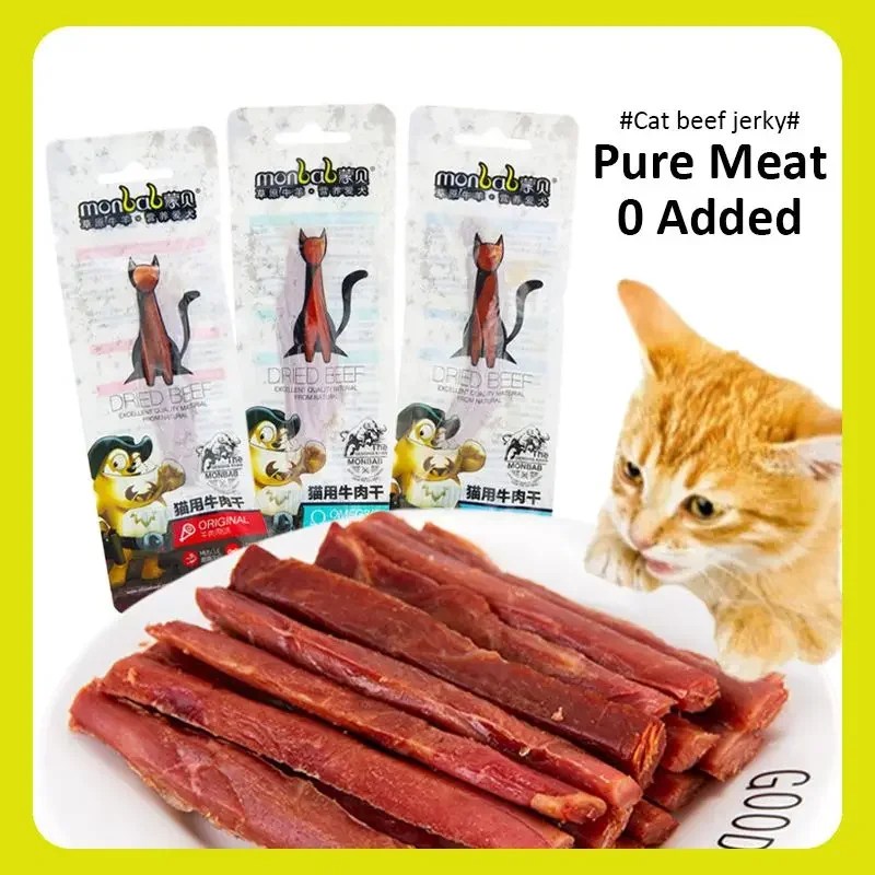 Cat Snacks Beef Jerky 100g Taurine Omega Balanced Delicious Healthy Kittens Sharpening Teeth Beef Strips Nutrition Pet Food