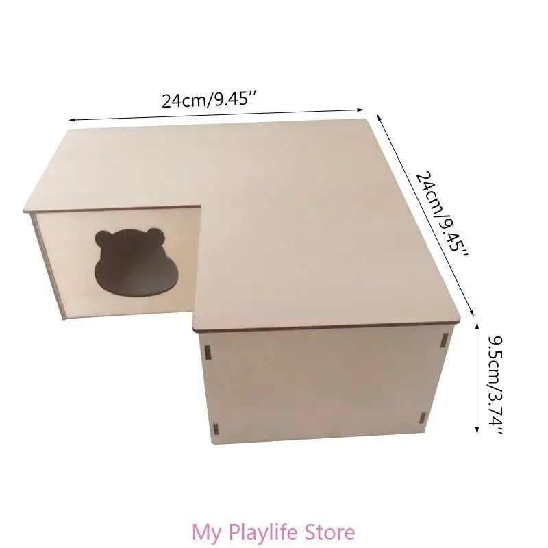 Hamster House with Multi Chambers Wooden Hideout Nesting Habitat for Gerbils Chinchillas Young Guinea Pigs Small Animals
