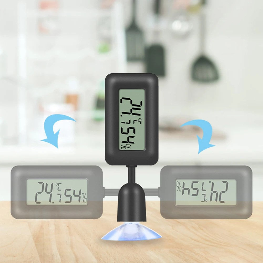 Mini Digital Reptile Thermometer 360 Degree Rotating Luminous Suction Cup Hygrometer For Lizards Snakes Spiders Accessories