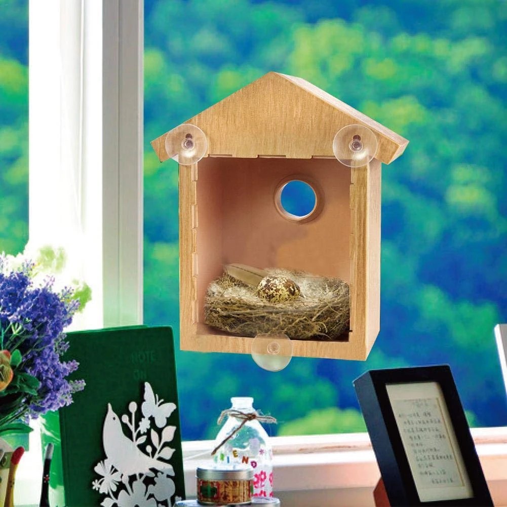 Pet Bird House Parakeet Nest Garden Tree Window Hanging Bird House Budgie Wood Breeding Box For Lovebirds Parrotlets Bird Nest