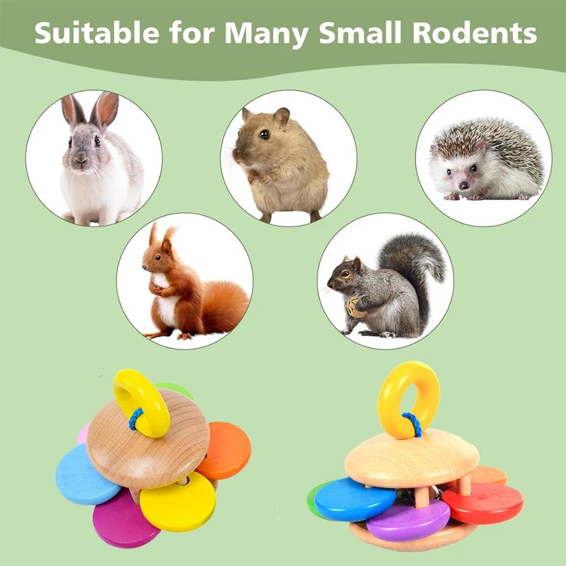 Pet Rabbit Playing Toys Bunny Teeth Grinding Toys, Small Animal Wooden Chew Toy for Guinea Pigs Chinchillas and Hamsters