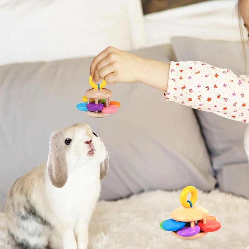 Pet Rabbit Playing Toys Bunny Teeth Grinding Toys, Small Animal Wooden Chew Toy for Guinea Pigs Chinchillas and Hamsters
