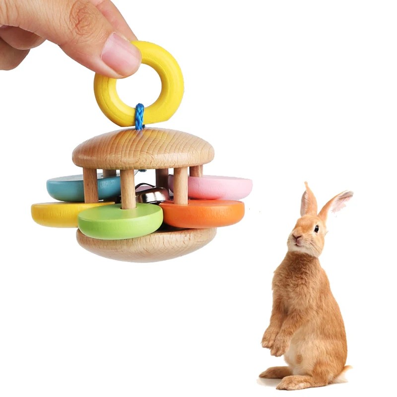 Pet Rabbit Playing Toys Bunny Teeth Grinding Toys, Small Animal Wooden Chew Toy for Guinea Pigs Chinchillas and Hamsters