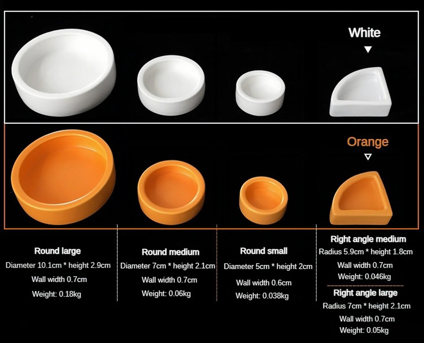 Reptile Water Food Bowl Worm Dish Ceramic Pet Bowls Anti-Escape Mini Reptile Mealworms Bowl for Lizard Bearded Dragon