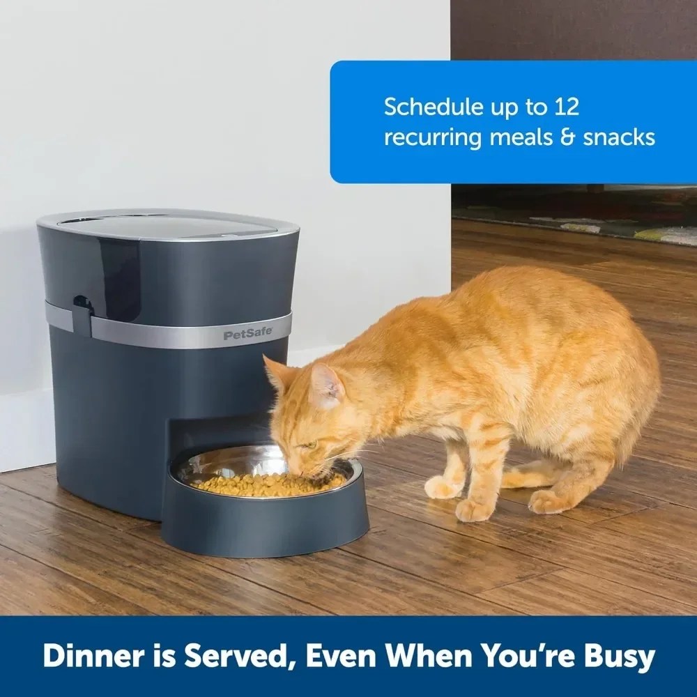 Smart Feed Pet Feeder - Automatic Cat Feeder, Automatic Dog Feeder with App - Compatible with Alexa, Apple, Android , Black