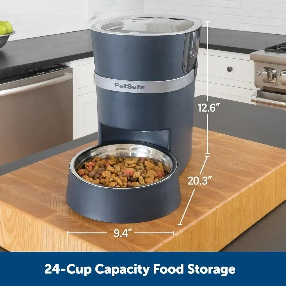 Smart Feed Pet Feeder - Automatic Cat Feeder, Automatic Dog Feeder with App - Compatible with Alexa, Apple, Android , Black