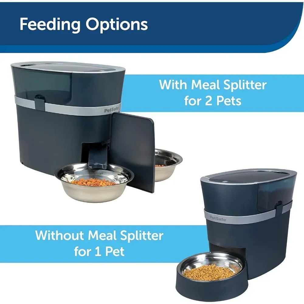 Smart Feed Pet Feeder - Automatic Cat Feeder, Automatic Dog Feeder with App - Compatible with Alexa, Apple, Android , Black