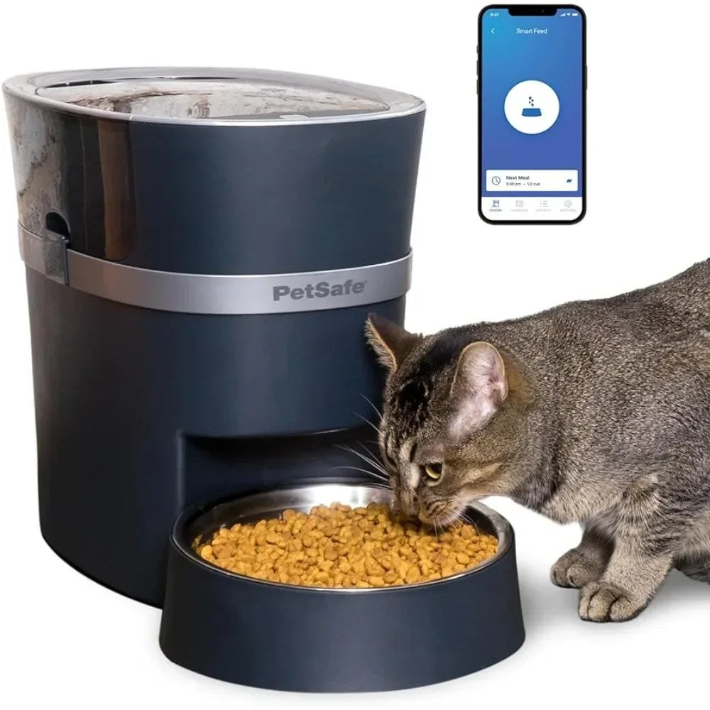 Smart Feed Pet Feeder - Automatic Cat Feeder, Automatic Dog Feeder with App - Compatible with Alexa, Apple, Android , Black