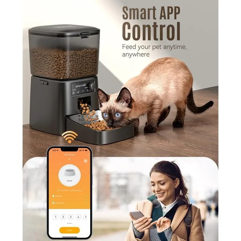 oneisall Automatic Cat Feeder for Cat, 3.5L Automatic Cat Food Dispenser for Small Pets Indoor, Timed Cat Feeder for Dry Food