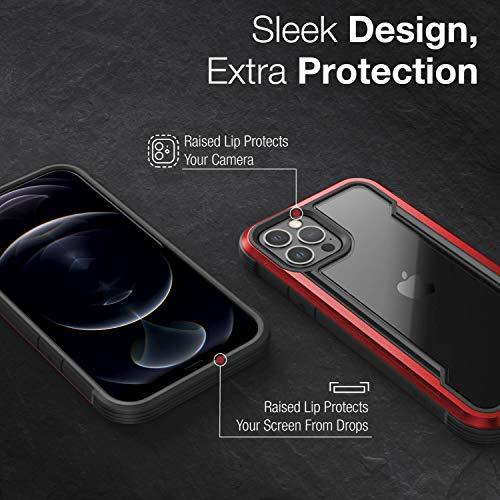 RAPTICRaptic Shield Case Compatible with iPhone 12 Case & iPhone 12 Pro Case, Shock Absorbing Protection, Durable Aluminum Frame, 10ft Drop Tested, Fits iPhone 12 & 12 Pro, Red - GEAR4EVER