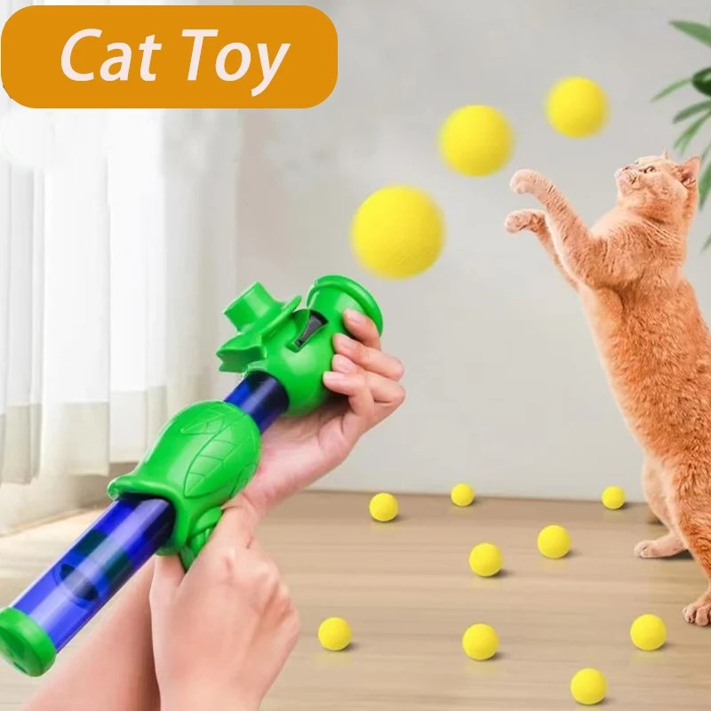 1 Set Cat Toy Pet Interactive Toys Ball Kitten Puppy Play Training Game EVA Ball Launcher Continuous Shooting Toys Cat Supplies