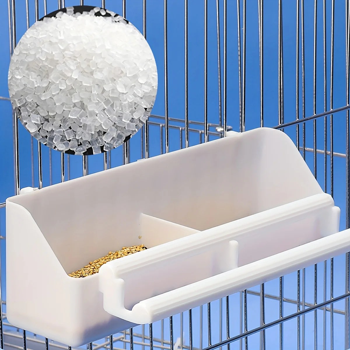 1 pc - Double grid stand bird feeding trough parrot feeder