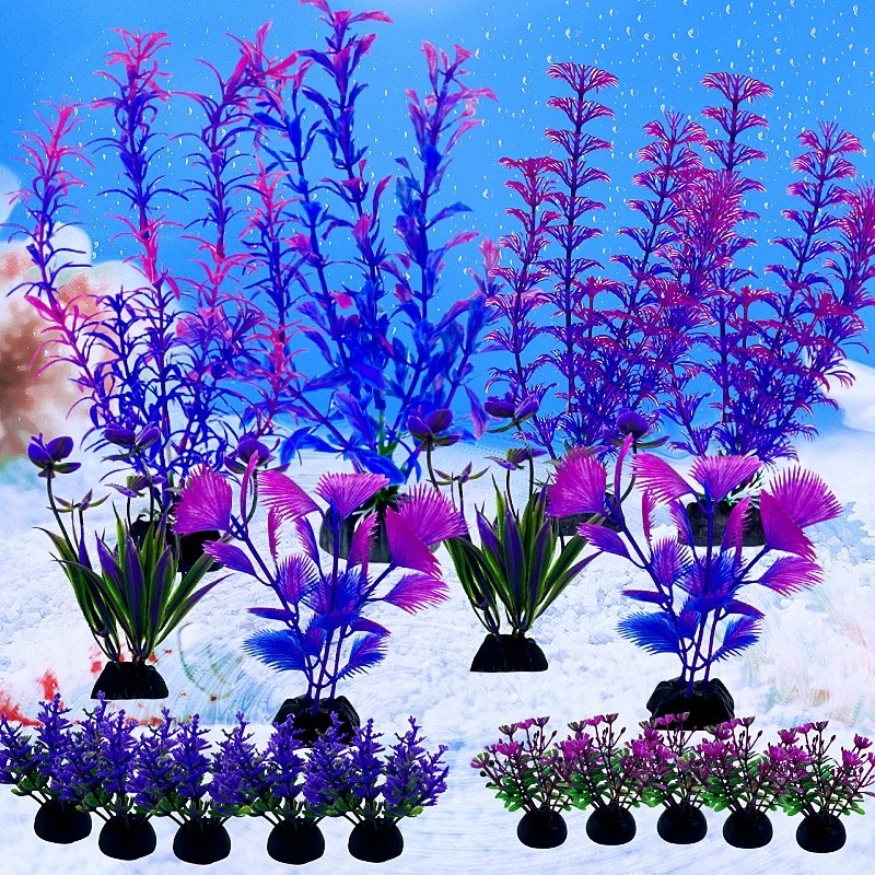 18PC Fish Tank Simulation Plant Aquarium Artificial Decor Plants Ornament Water Grass Fish Bowl Plastic Decoration