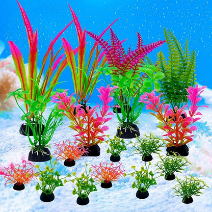 18PC Fish Tank Simulation Plant Aquarium Artificial Decor Plants Ornament Water Grass Fish Bowl Plastic Decoration