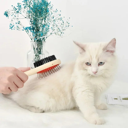 1PCs Pet Comb Grooming Double-sided Pet Comb Big Dog Brush Beauty Comb for Cats Dogs Hair Wooden Removal Soft Brush Dog Supplies