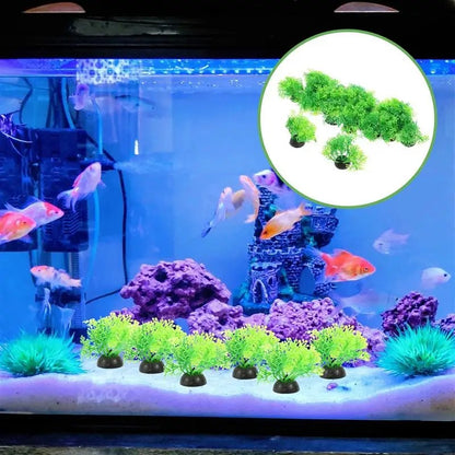 20Pcs Aquarium Fake Plants Aquarium Landscaping Plastic Plants Fish Tank Decoration Betta Water Grass 5.5x5x5cm