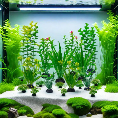 24PC Artificial Aquarium Decor Plants Water Weeds Ornament Aquatic Plant Grass Blocking Rings Set Fish Tank Grass Decoration