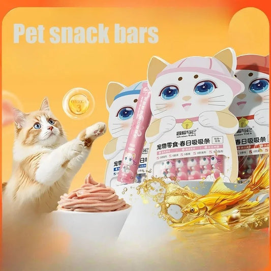 25pcs Cat Snacks Cat Stripe Pet Snack Cat Bars Kitten Wet Food Nutritional Chicken Salmon Snack Canned Pet Training Reward Snack