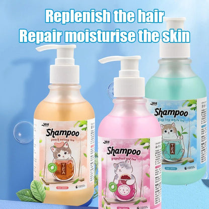 280ml Cat Shower Gel Tea Scent Shampoo Hair Care Bactericidal Mite Removal Anti Itching Deodorant Deep Cleaning Pet Products