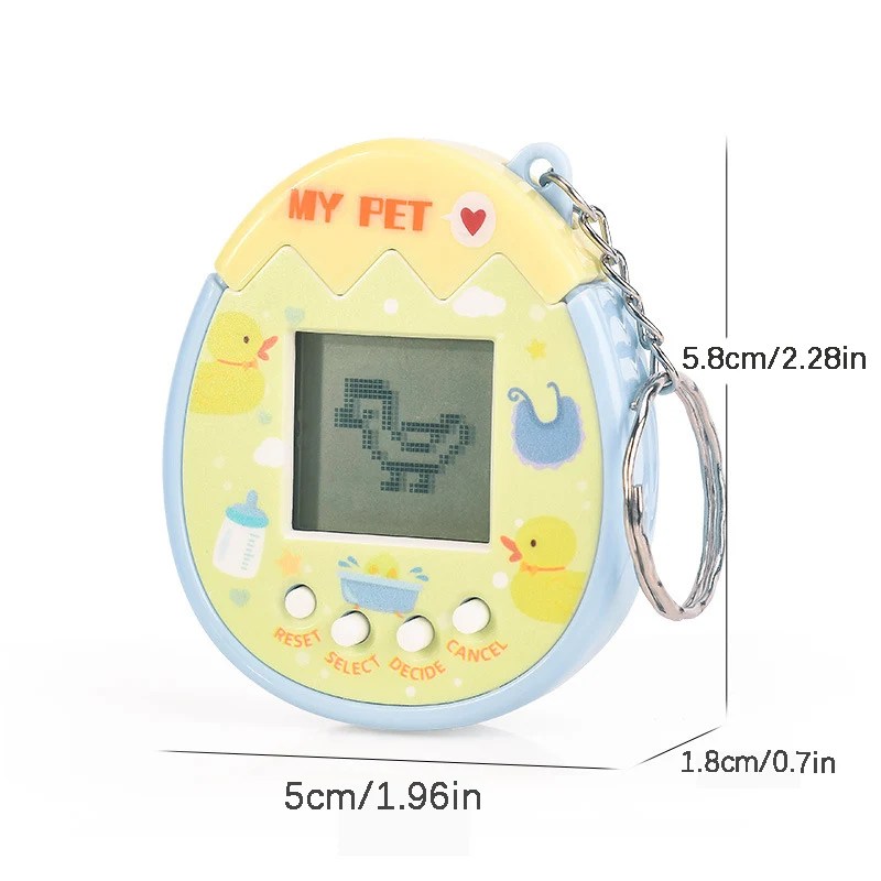 2Pcs Cute Cartoon Mini Handheld Electronic Pet Game Console Random Color Virtual Pet Raising Machine Electronic Toy