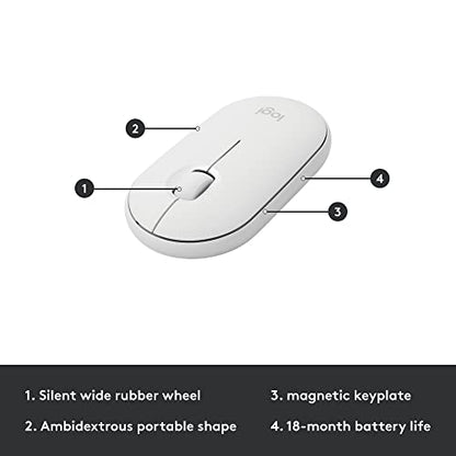 Logitech MK470 Slim Wireless Keyboard and Mouse Combo - Modern Compact Layout, Ultra Quiet, 2.4 GHz USB Receiver, Plug n' Play Connectivity, Compatible with Windows - Off White