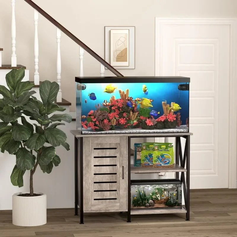 40-50 Gallon Fish Tank Stand, Aquarium Stand with Cabinet Accessories Storage,Heavy Duty Metal Frame, 40.55" L*18.89" W Tabletop