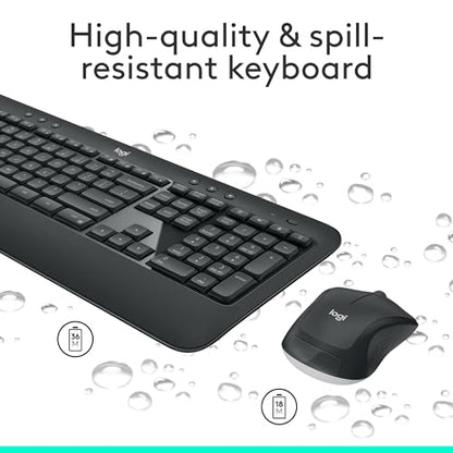 Logitech MK540 Advanced Wireless Keyboard and Mouse Combo for Windows, 2.4 GHz Unifying USB-Receiver, Multimedia Hotkeys, 3-Year Battery Life, for PC, Laptop