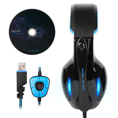 SADES SA902 7.1 USB Surround Sound PC Headsets Over-Ear Gaming Headphones with Microphone LED Light