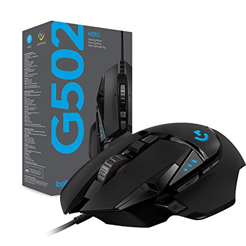 Logitech G502 HERO High Performance Wired Gaming Mouse, HERO 25K Sensor, 25,600 DPI, RGB, Adjustable Weights, 11 Programmable Buttons, On-Board Memory, PC / Mac