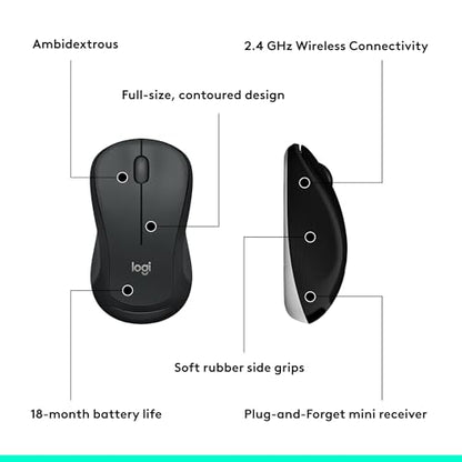 Logitech MK540 Advanced Wireless Keyboard and Mouse Combo for Windows, 2.4 GHz Unifying USB-Receiver, Multimedia Hotkeys, 3-Year Battery Life, for PC, Laptop