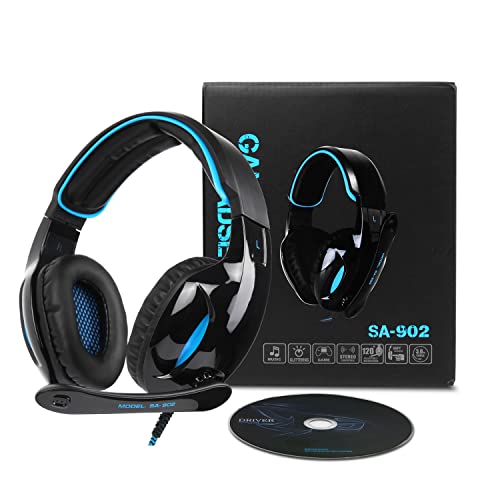 SADES SA902 7.1 USB Surround Sound PC Headsets Over-Ear Gaming Headphones with Microphone LED Light