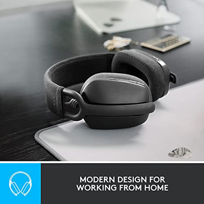 Logitech Zone Vibe 100 Lightweight Wireless Over Ear Headphones with Noise Canceling Microphone, Advanced Multipoint Bluetooth Headset, Works with Teams, Google Meet, Zoom, Mac/PC - Graphite