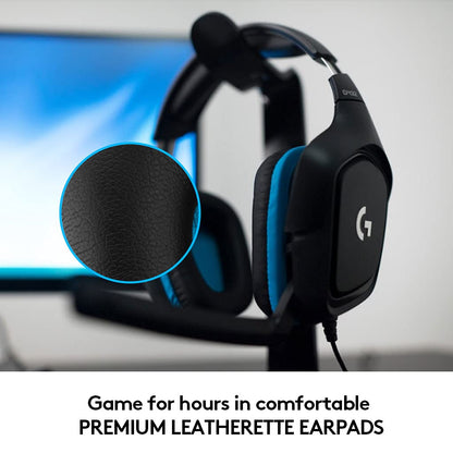 Logitech G432 Wired Gaming Headset, 7.1 Surround Sound, DTS Headphone:X 2.0, Flip-to-Mute Mic, PC (Leatherette) Black/Blue, 7.2 x 3.2 x 6.8 inches