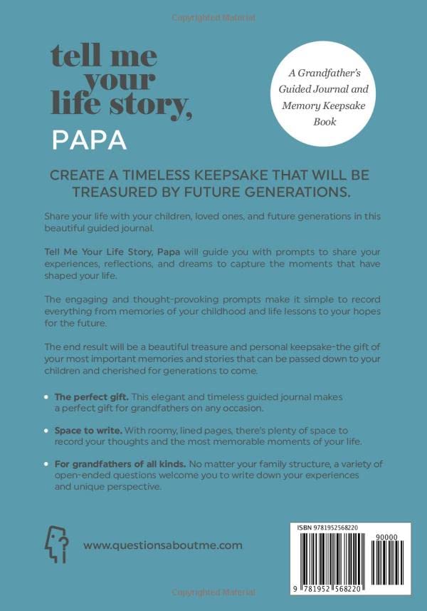 Tell Me Your Life Story, Papa: A Grandfather’s Guided Journal and Memory Keepsake Book (Tell Me Your Life Story® Series Books)