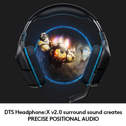 Logitech G432 Wired Gaming Headset, 7.1 Surround Sound, DTS Headphone:X 2.0, Flip-to-Mute Mic, PC (Leatherette) Black/Blue, 7.2 x 3.2 x 6.8 inches