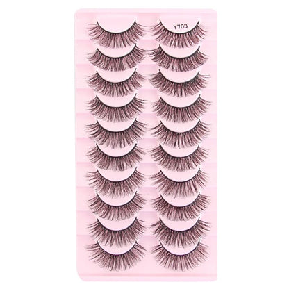 ICYM Glam Extensions 10 Pairs of False Eyelashes – Expertly Crafted for Stunning Eyes! Enhance Your Beauty with Precision-Cut Lashes, Professional Tweezer Application (Y703)