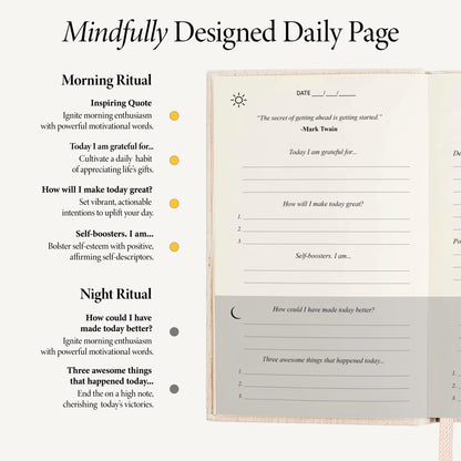 The Gratitude Journal - Invest Five Minute a Day for More Happiness, Optimism, Mindfulness | Undated Daily Notebook with Prompts for Affirmation, Reflection & Wellness Planner for Women & Men, Undated