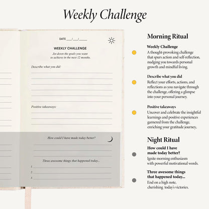The Gratitude Journal - Invest Five Minute a Day for More Happiness, Optimism, Mindfulness | Undated Daily Notebook with Prompts for Affirmation, Reflection & Wellness Planner for Women & Men, Undated