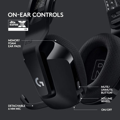 Logitech G733 Lightspeed Wireless Gaming Headset with Suspension Headband, Lightsync RGB, Blue VO!CE mic technology and PRO-G audio drivers - Black