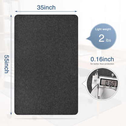 Office Chair Mat for Hardwood Floor, 55"x35" Computer Chair Mat, Desk Chair Mat, Large Anti-Slip Floor Protector for Home Office Black