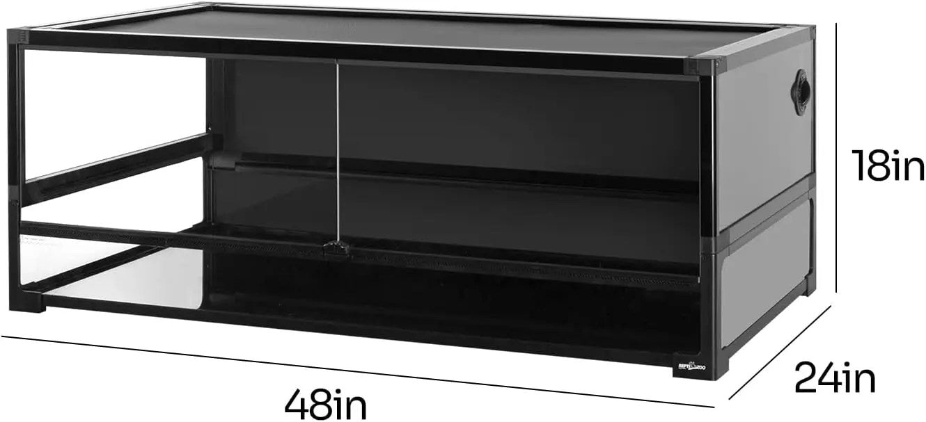 85 Gallon Tempered Glass Reptile Terrarium 48"x24"x18" Easy Folding & Detaching Reptile Habitat Tank with One-hand Opening Door