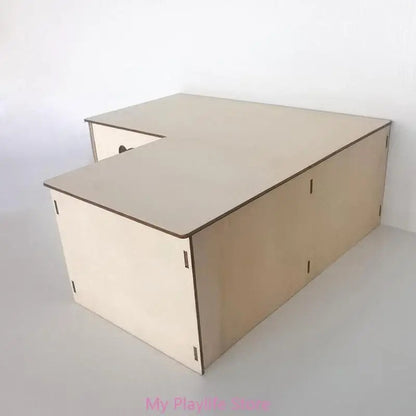 Hamster House with Multi Chambers Wooden Hideout Nesting Habitat for Gerbils Chinchillas Young Guinea Pigs Small Animals